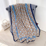 CrossKulture - BlueMood Viscose Cotton Scarf Blue placed on chair view
