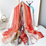 FeatherDrift Long Chiffon Scarf Red