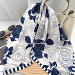 BrocadeMosaic Blue Jacquard Square Scarf