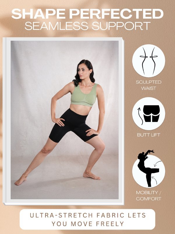 CrossKulture - SculptedSilhouette Anti-Slip Silicone Strip Shapewear black stretching image