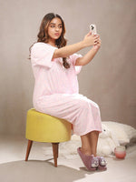 Crosskulture - TulipTranquil Floral Printed Night Gown Pink sitting view