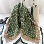 BrocadeCharm Green Jacquard Square Scarf