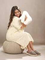 Crosskulture - PetalPause Floral Printed Night Gown Yellow sitting view