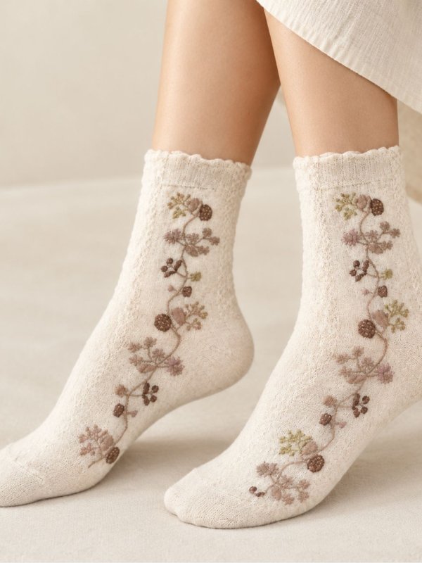 SoleCuties Beige Crew Socks Combo Pack of 3
