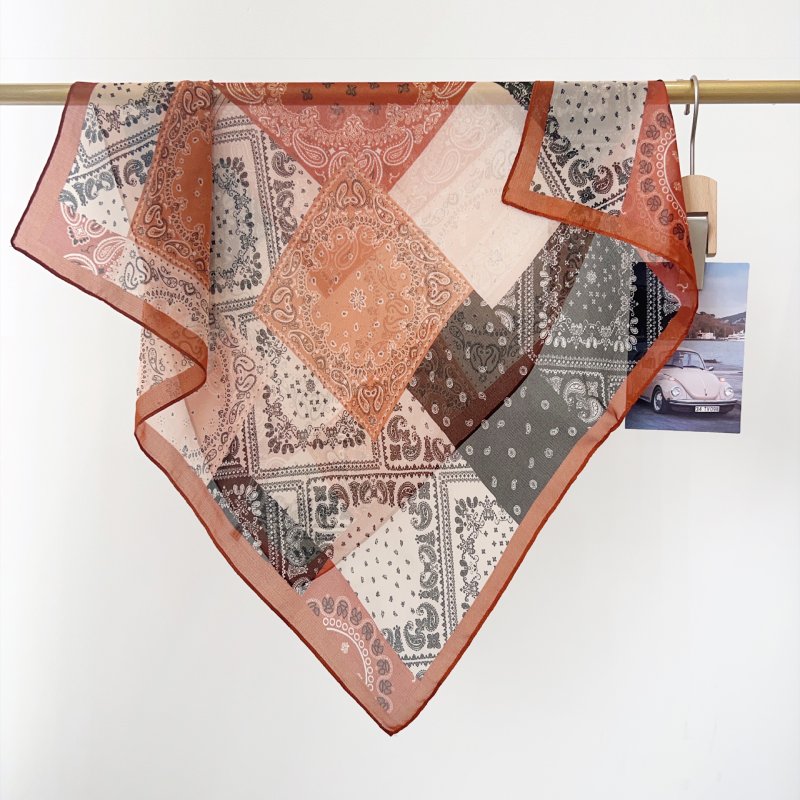 NetLuxe Rust Gauze Square Scarf