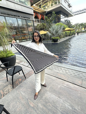 TriangleCrossing Triangle Satin Scarf Black