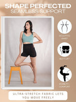 CrossKulture - SnatchShorts Seamless Tummy Control Shapewear Shorts black stretching image
