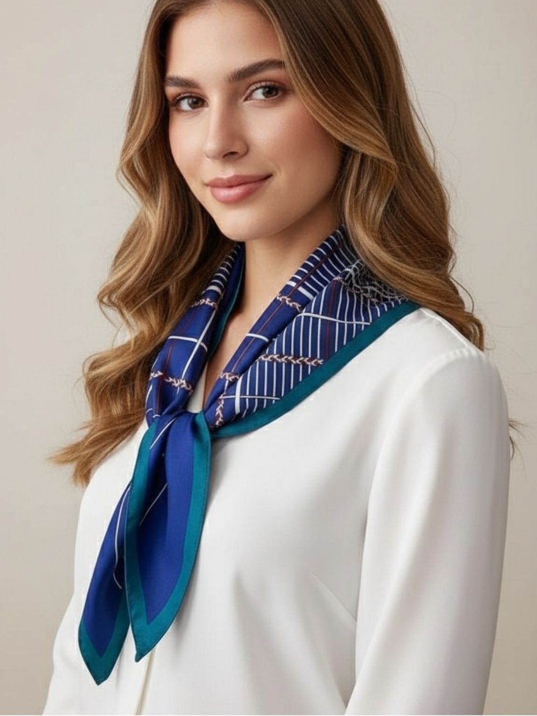 CrossKulture - TrianglePrism satin scarf wearing by model