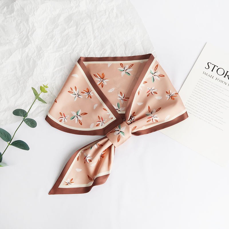 CrossKulture - PeachyBlossom satin neck scarf knot style