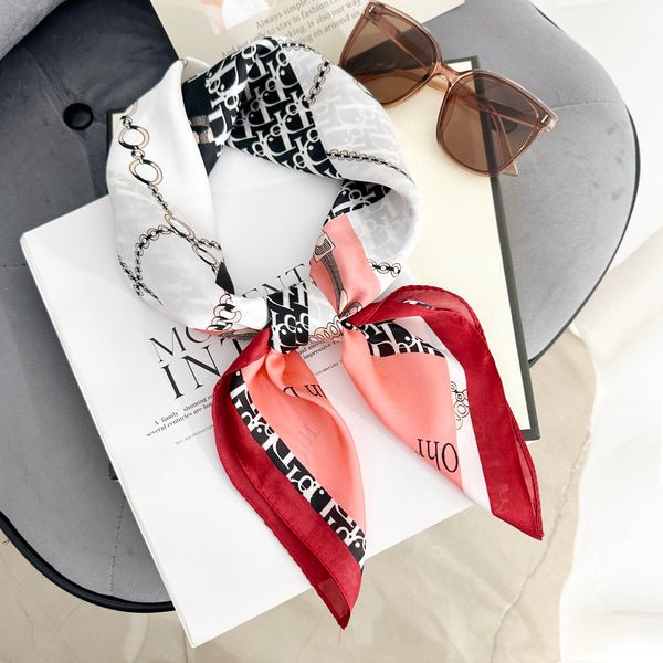 CrossKulture - GlossyPop Small Square Satin Scarf Red knot style view