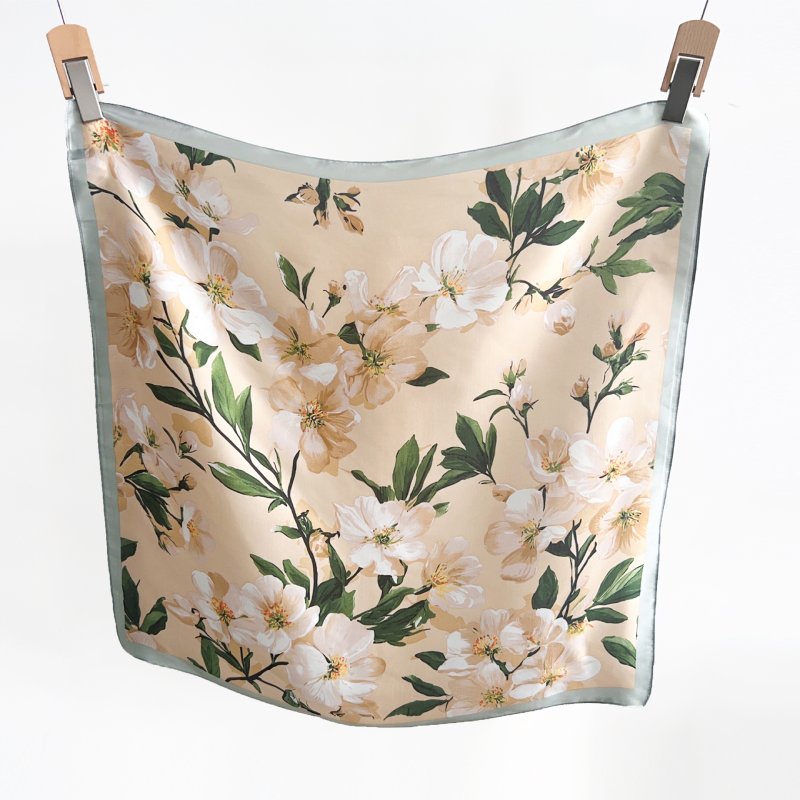 GardenAffair Small Square Satin Scarf Beige