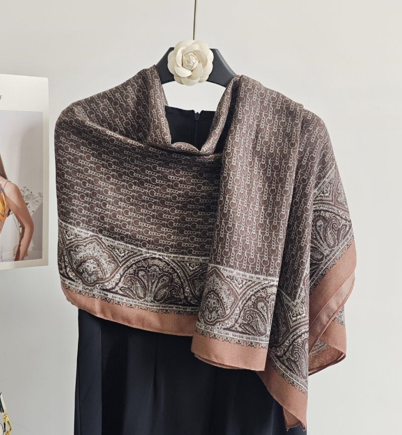 DesignFlow Long Viscose Cotton Scarf Brown