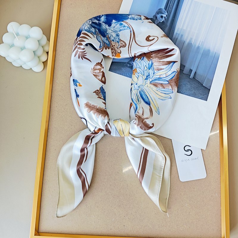 CrossKulture - PeacefulBloom short satin scarf with folded style view