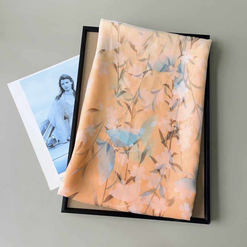 GardenWhisper Long Chiffon Scarf Peach