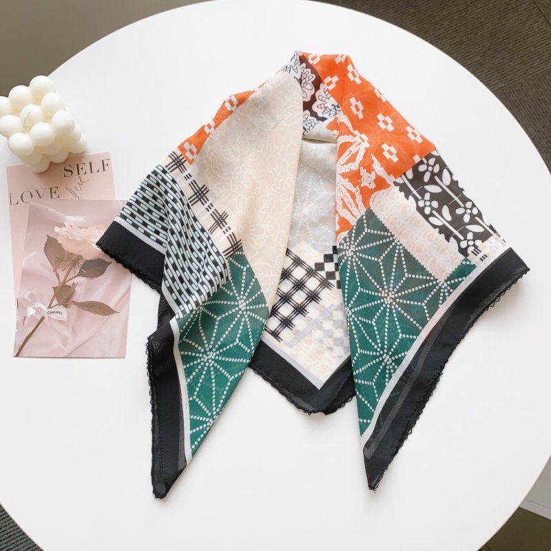 WaveForm Satin Curve Edged Multicolour Scarf