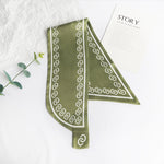 ChainedBorder Satin Neck Scarf Olive
