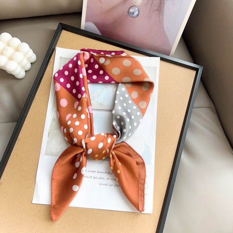 DottyPalette Small Square Satin Scarf Rust