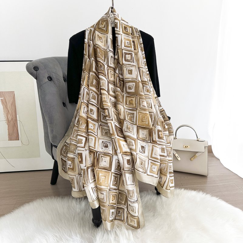 AbstractElegance Long Satin Scarf Brown