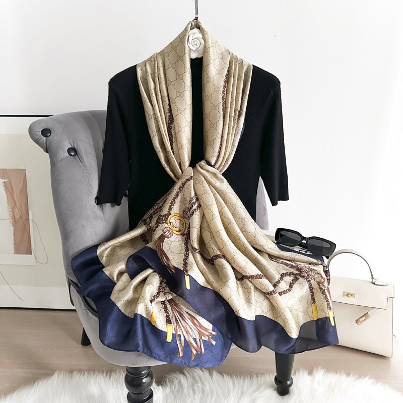 ElegantStrings Long Satin Scarf Beige