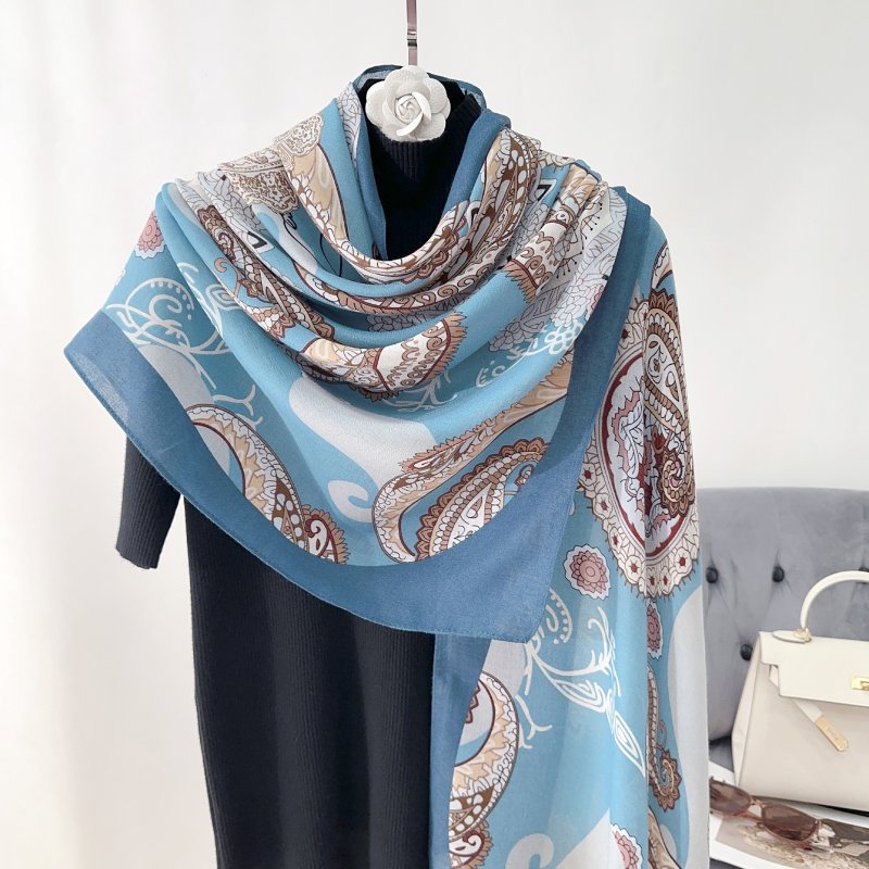 PatternPlay Long Viscose Cotton Scarf Blue