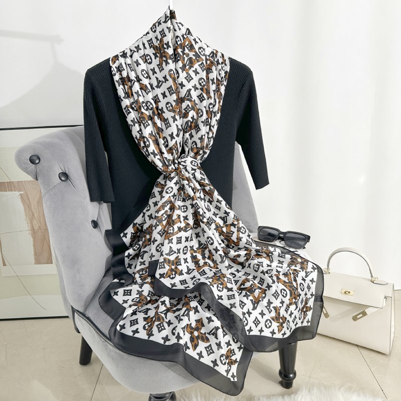 IconInspired Long Satin Scarf Black