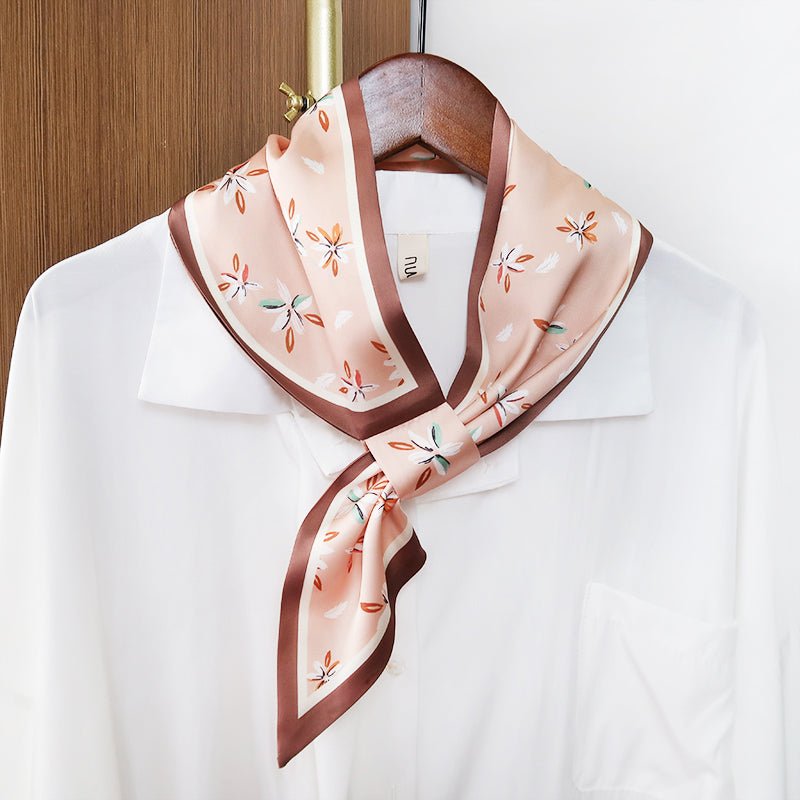 CrossKulture - PeachyBlossom satin neck scarf knot style on hanger