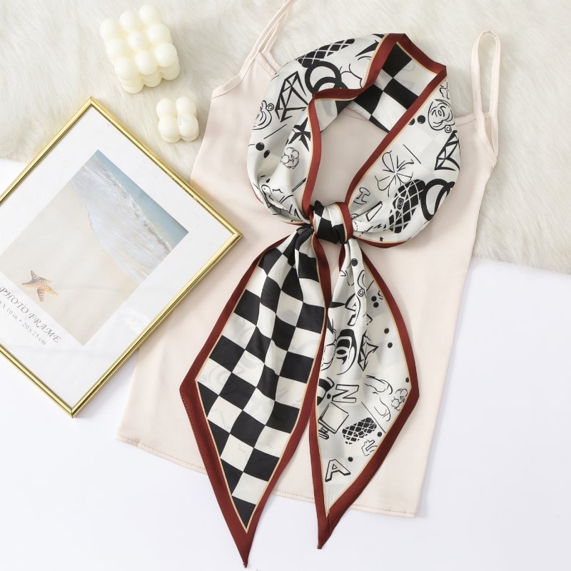 CrossKulture - RibbonCheckers satin scarf knot style