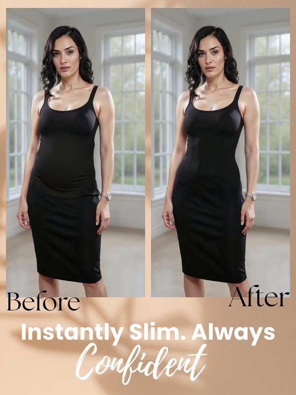 CrossKulture - CurveCommand High Waist Tummy Control Shapewear Shorts before after image