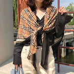 PrintedPoetry Square Viscose Cotton Scarf Brown