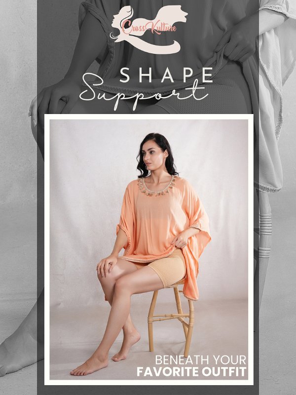 CrossKulture - CurveCommand High Waist Tummy Control Shapewear Shorts showing under dress