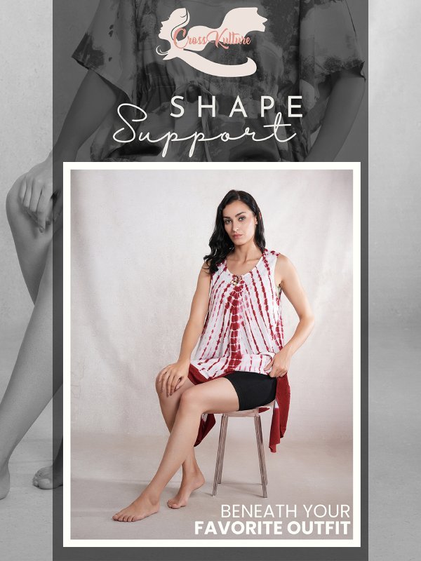 CrossKulture - CurveCommand High Waist Tummy Control Shapewear Shorts showing under dress