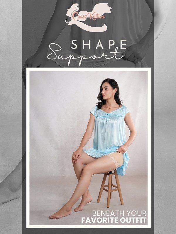 CrossKulture - LaceContour High Waist Tummy Control ShapeToner Shorts under dress view