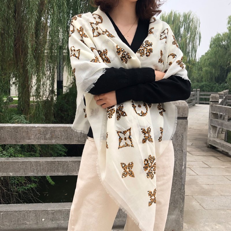PrintedCalm Square Viscose Cotton Scarf White