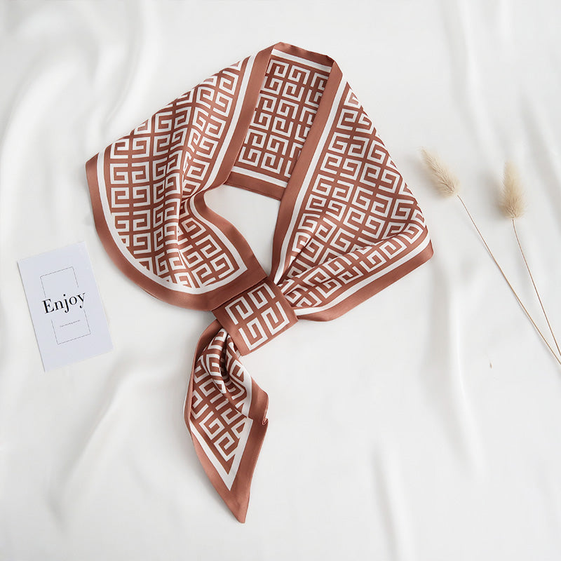 RunwayMood Satin Neck Scarf Brown