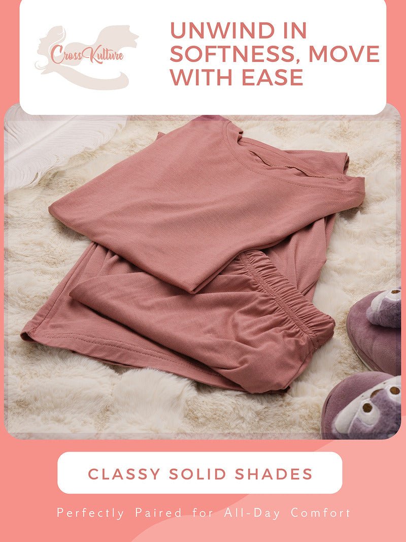 CrossKulture - LoungeLove Loungewear Set Pink folded view