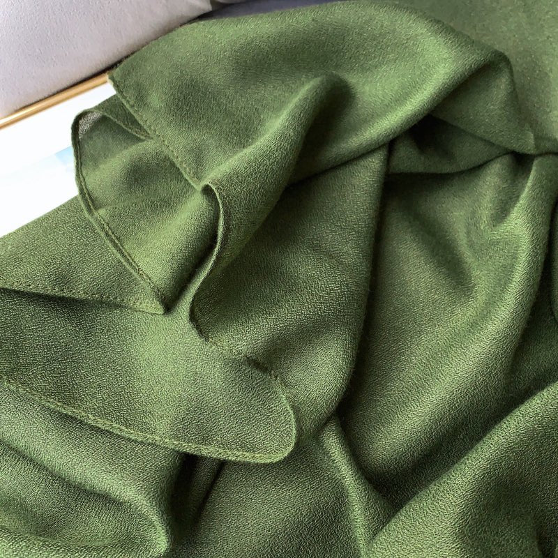 CrossKulture - OliveFlow Viscose Cotton Scarf Green fabric view