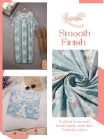 Crosskulture - LilyLullaby Floral Printed Night Gown Teal infographic image