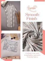 CrossKulture - DaisyDreams Floral Printed Night Gown Grey infographic image