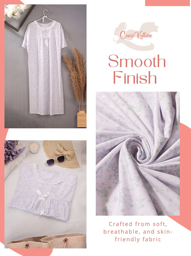 CamelliaCalm Floral Printed Night Gown