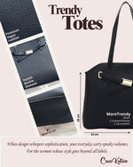 CrossKulture - MoreTrendy Tote Bag infographic image showing fabric, features and detailing