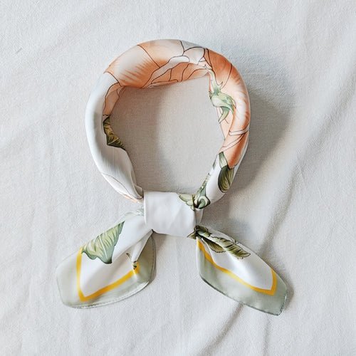 CrossKulture - SunshineFlow Small Square Satin Scarf Green knot view