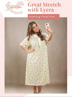 BlossomCalm Floral Printed Night Gown Beige