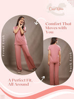 CrossKulture - LoungeLove Loungewear Set Pink front and back view