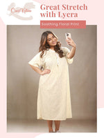 Crosskulture - PetalPause Floral Printed Night Gown Yellow infographic image showing features