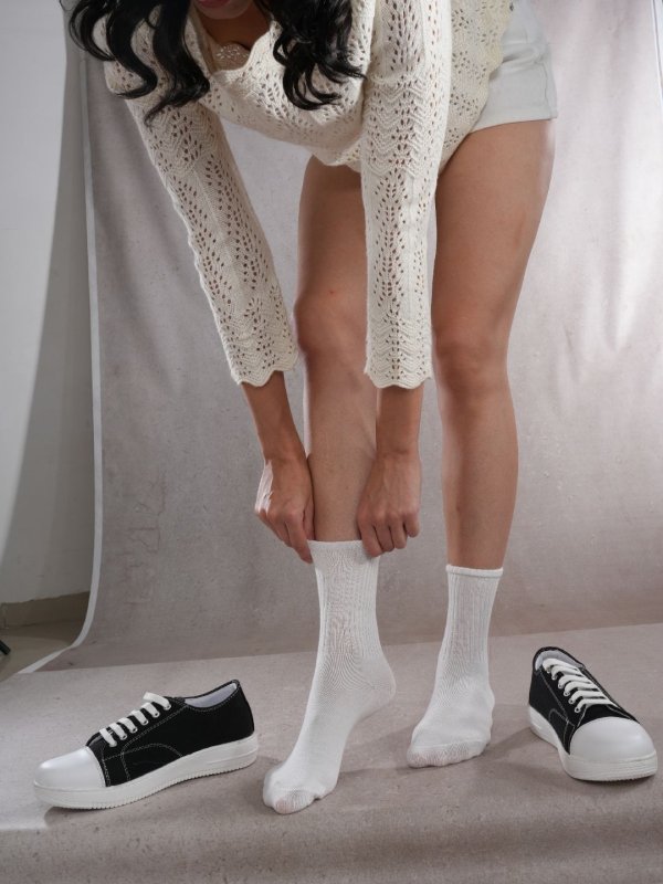 SoleEdit White Crew Socks Combo Pair of 4