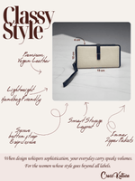 CrossKulture - SereneCarry lightweight long wallet infographic image showing features