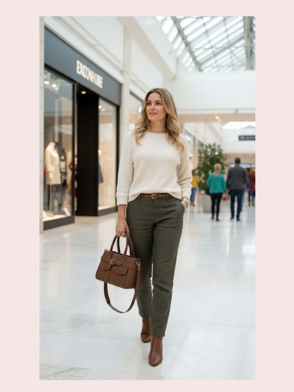 CrossKulture - BlissCharm two front pocket brown handbag carried by female model