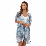 CrossKulture - OceanBreeze Kimono Shrug TieDye Print Blue front view