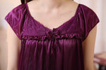 CrossKulture - SlumberRadiance Satin Nightwear Wine neck detailing model view