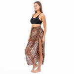 CrossKulture - SunsetTide Sarong Skirt Animal Print Brown side model view